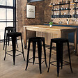 ID MARKET - Lot de 4 tabourets de bar LENY métal noir mat empilable aspect brut factory - vignette