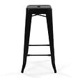 ID MARKET - Lot de 4 tabourets de bar LENY métal noir mat empilable aspect brut factory - vignette