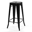ID MARKET - Lot de 4 tabourets de bar LENY métal noir mat empilable aspect brut factory - vignette