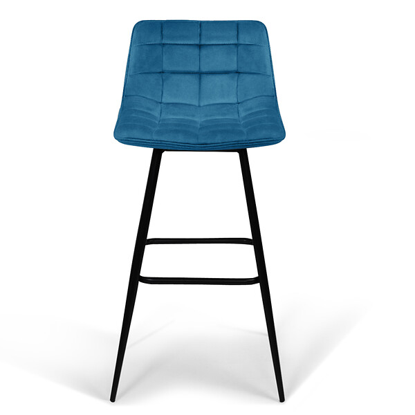 ID MARKET - Lot de 4 tabourets de bar MADY en velours mix color bleu, gris clair, gris foncé, jaune - large