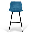 ID MARKET - Lot de 4 tabourets de bar MADY en velours mix color bleu, gris clair, gris foncé, jaune - vignette