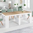 ID MARKET - Table console extensible ORLANDO 10 personnes 235 cm bois blanc et façon hêtre - vignette