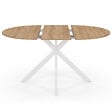 ID MARKET - Table à manger extensible ronde ALIX 4-8 personnes pied araignée bois et blanc 110-150 cm - vignette