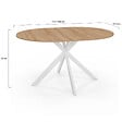 ID MARKET - Table à manger extensible ronde ALIX 4-8 personnes pied araignée bois et blanc 110-150 cm - vignette