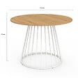 ID MARKET - Table à manger ronde YUNA 6 personnes plateau bois et pied filaire en métal blanc 110 cm - vignette