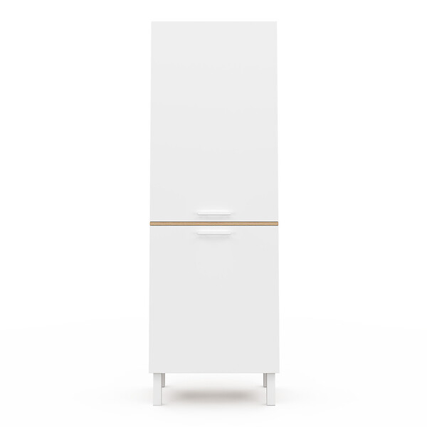 ID MARKET - Colonne de cuisine 60 cm CINA 2 portes façon hêtre et blanc - large
