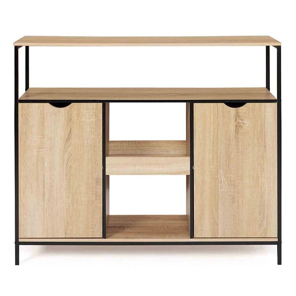 ID MARKET - Meuble de bar avec portes et étagères DETROIT design industriel - large