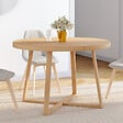 ID MARKET - Table à manger fixe ronde SELMA 4-6 personnes bois effet hêtre 110 cm - vignette