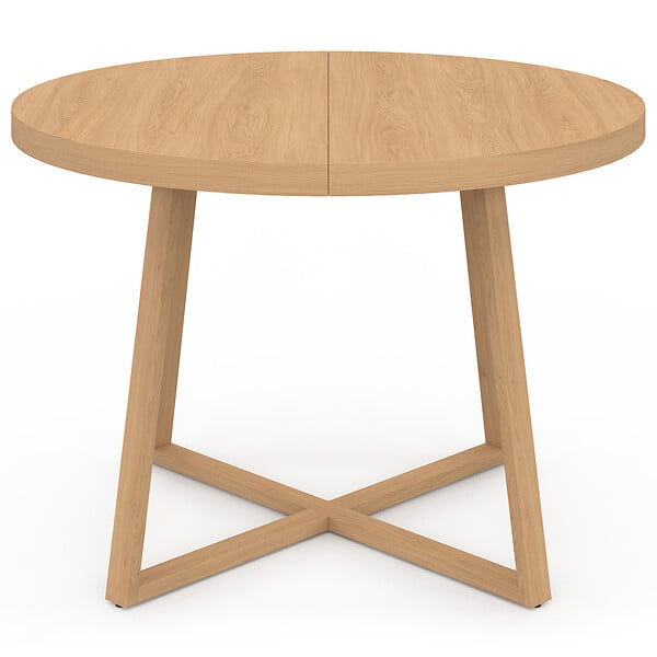 ID MARKET - Table à manger fixe ronde SELMA 4-6 personnes bois effet hêtre 110 cm - large