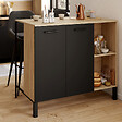 ID MARKET - Table de bar îlot CINA 100 cm bois noir et plateau façon hêtre - vignette