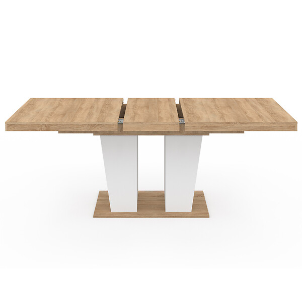 ID MARKET - Table à manger extensible rectangle ELIAD 6-10 personnes bois et blanc 160-200 cm - large
