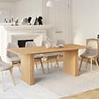 ID MARKET - Table à manger extensible rectangle JULIETTE 6-10 personnes pieds lattes tasseau bois coloris chêne 160-200cm - vignette