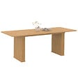 ID MARKET - Table à manger extensible rectangle JULIETTE 6-10 personnes pieds lattes tasseau bois coloris chêne 160-200cm - vignette