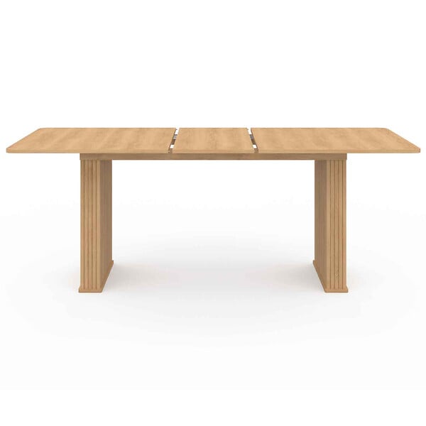 ID MARKET - Table à manger extensible rectangle JULIETTE 6-10 personnes pieds lattes tasseau bois coloris chêne 160-200cm - large