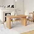 ID MARKET - Table à manger extensible rectangle JULIETTE 6-10 personnes pieds lattes tasseau bois coloris chêne 160-200cm - vignette