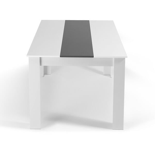 ID MARKET - Table à manger rectangle GEORGIA 6 personnes blanche et grise 140 x 80 cm - large