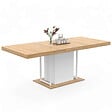 ID MARKET - Table à manger extensible rectangle UGO 6-10 personnes bois façon hêtre et blanc 160-200 cm - vignette