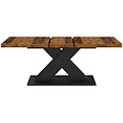 ID MARKET - Table à manger extensible rectangle ALICIA 6-10 personnes plateau bois foncé HAWKINS et pied X noir 160-200 cm - vignette