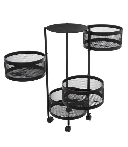 5 FIVE SIMPLY SMART - Resserre de cuisine 4 Paniers rotatifs sur roues en Métal Noir H 76 cm - large