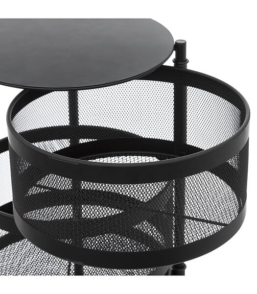 5 FIVE SIMPLY SMART - Resserre de cuisine 4 Paniers rotatifs sur roues en Métal Noir H 76 cm - large