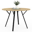 ID MARKET - Table à manger fixe ronde YSEULT 4-6 personnes bois et noir design industriel 110 cm - vignette