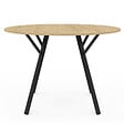 ID MARKET - Table à manger fixe ronde YSEULT 4-6 personnes bois et noir design industriel 110 cm - vignette