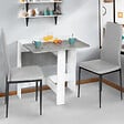 ID MARKET - Table console pliable EDI 2-4 personnes blanche plateau effet béton 103 x 76 cm - vignette