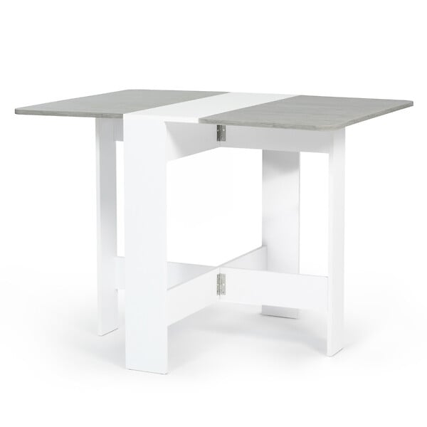 ID MARKET - Table console pliable EDI 2-4 personnes blanche plateau effet béton 103 x 76 cm - large