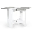 ID MARKET - Table console pliable EDI 2-4 personnes blanche plateau effet béton 103 x 76 cm - vignette