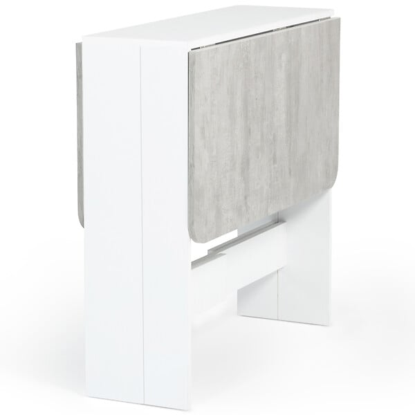 ID MARKET - Table console pliable EDI 2-4 personnes blanche plateau effet béton 103 x 76 cm - large