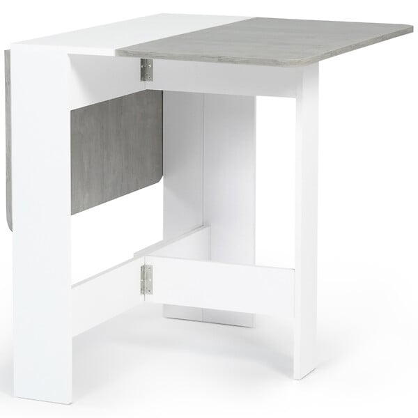ID MARKET - Table console pliable EDI 2-4 personnes blanche plateau effet béton 103 x 76 cm - large