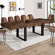 ID MARKET - Table à manger extensible rectangle PHOENIX 6-12 personnes bois effet vieilli et noir 200-300 cm - vignette
