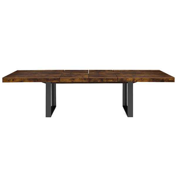 ID MARKET - Table à manger extensible rectangle PHOENIX 6-12 personnes bois effet vieilli et noir 200-300 cm - large