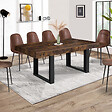 ID MARKET - Table à manger extensible rectangle PHOENIX 6-12 personnes bois effet vieilli et noir 200-300 cm - vignette