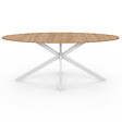 ID MARKET - Table à manger ovale ALIX 10 personnes pied araignée bois et blanc 200 cm - vignette