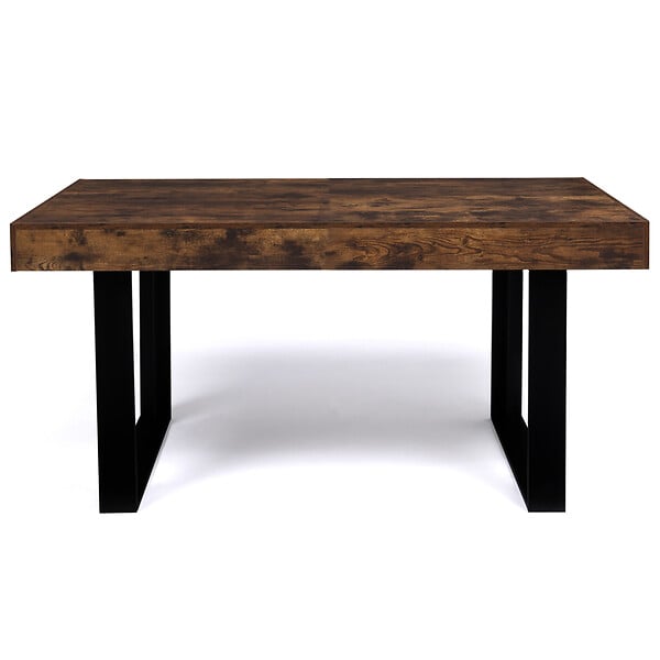 ID MARKET - Table à manger rectangle PHOENIX 6 personnes bois effet vieilli et noir 160 cm - large