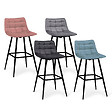 ID MARKET - Lot de 4 tabourets de bar MADY en velours mix color pastel bleu, gris clair, gris foncé, rose - vignette