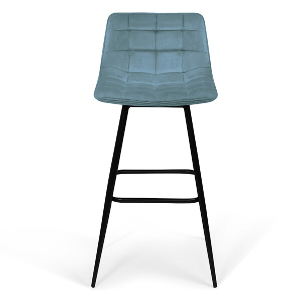 ID MARKET - Lot de 4 tabourets de bar MADY en velours mix color pastel bleu, gris clair, gris foncé, rose - large