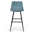 ID MARKET - Lot de 4 tabourets de bar MADY en velours mix color pastel bleu, gris clair, gris foncé, rose - vignette