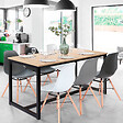 ID MARKET - Table à manger extensible rectangle DETROIT 6-10 personnes design industriel 160-200 cm - vignette