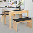 ID MARKET - Ensemble table à manger et 2 bancs ROZY 4 personnes façon hêtre et noir 110 cm - vignette