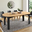 ID MARKET - Table à manger extensible ronde DONA 4-10 personnes noire plateau façon hêtre 110-200 cm - vignette