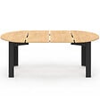 ID MARKET - Table à manger extensible ronde DONA 4-10 personnes noire plateau façon hêtre 110-200 cm - vignette