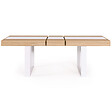 ID MARKET - Table à manger extensible rectangle PHOENIX 4-8 personnes bois et blanc bande centrale blanche 160-200 cm - vignette