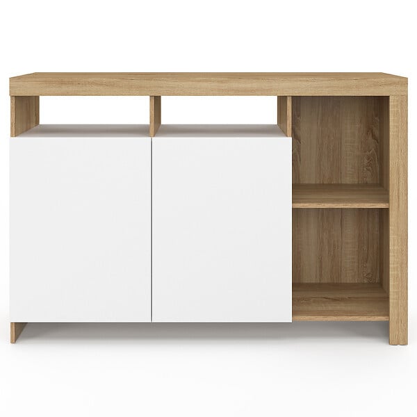 ID MARKET - Buffet 110 cm MALO bois et portes blanches - large