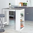 ID MARKET - Table de bar BARTH 2 à 4 personnes bois blanc plateau effet béton - vignette