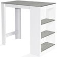 ID MARKET - Table de bar BARTH 2 à 4 personnes bois blanc plateau effet béton - vignette