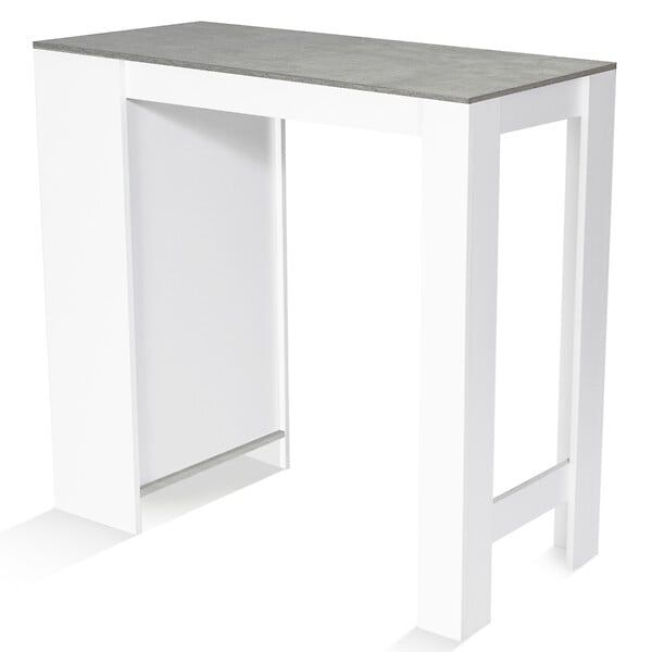 ID MARKET - Table de bar BARTH 2 à 4 personnes bois blanc plateau effet béton - large