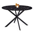 ID MARKET - Table à manger ronde ALIX 6 personnes pied araignée noir et plateau effet marbre noir ALASKA 110 cm - vignette