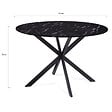 ID MARKET - Table à manger ronde ALIX 6 personnes pied araignée noir et plateau effet marbre noir ALASKA 110 cm - vignette